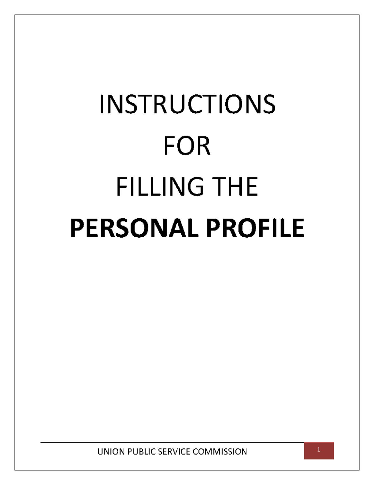 Personal Profile Instructions for UPSC - SCASC Guide - Studocu
