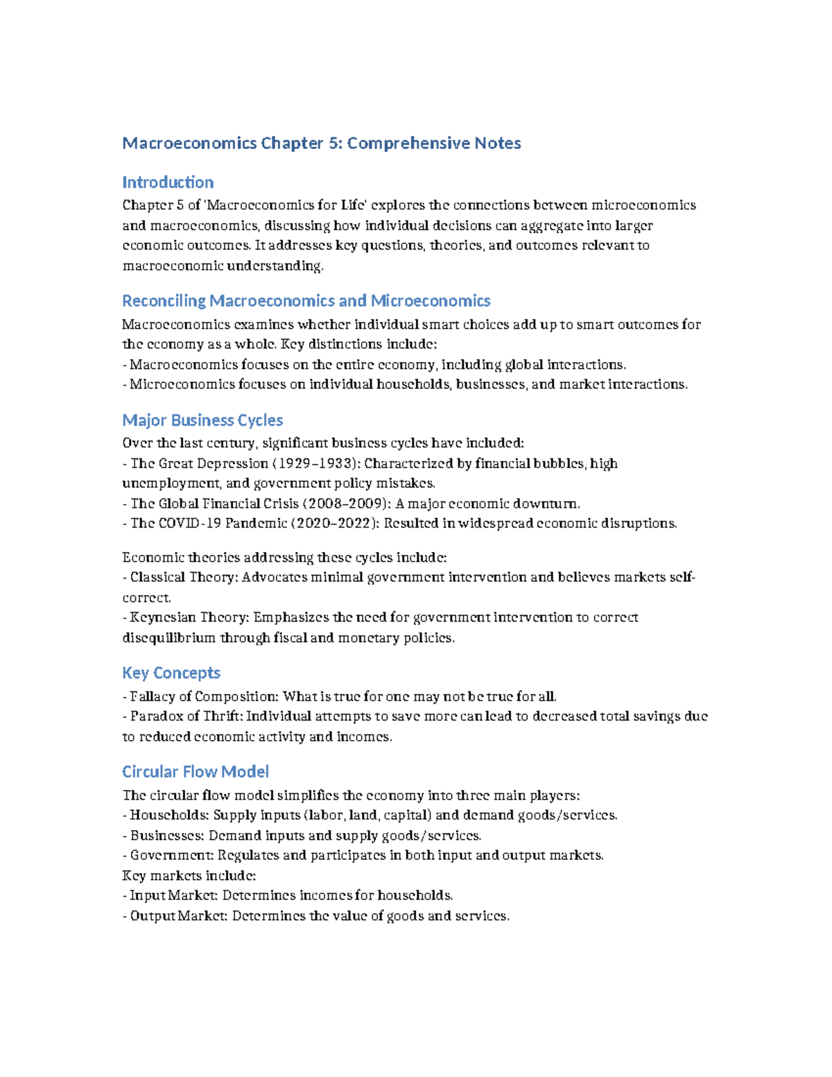 Macroeconomics Chapter 5: Key Concepts and Economic Theories - Studocu