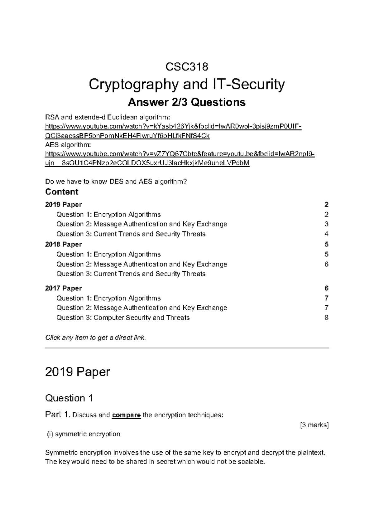 CSC Final Exam Notes: Key Topics in Cryptography and IT Security - Studocu