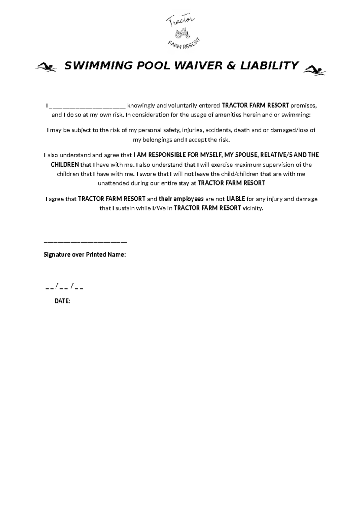 659845477- Waiver - I WAS GOOD - SWIMMING POOL WAIVER & LIABILITY I