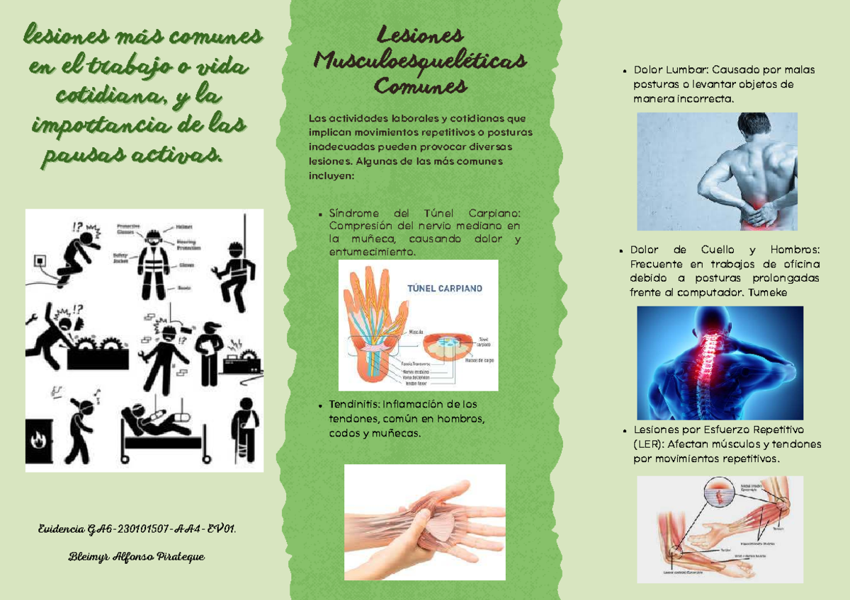 Lesiones Musculoesqueléticas Comunes y Pausas Activas - GA6-230101507 ...