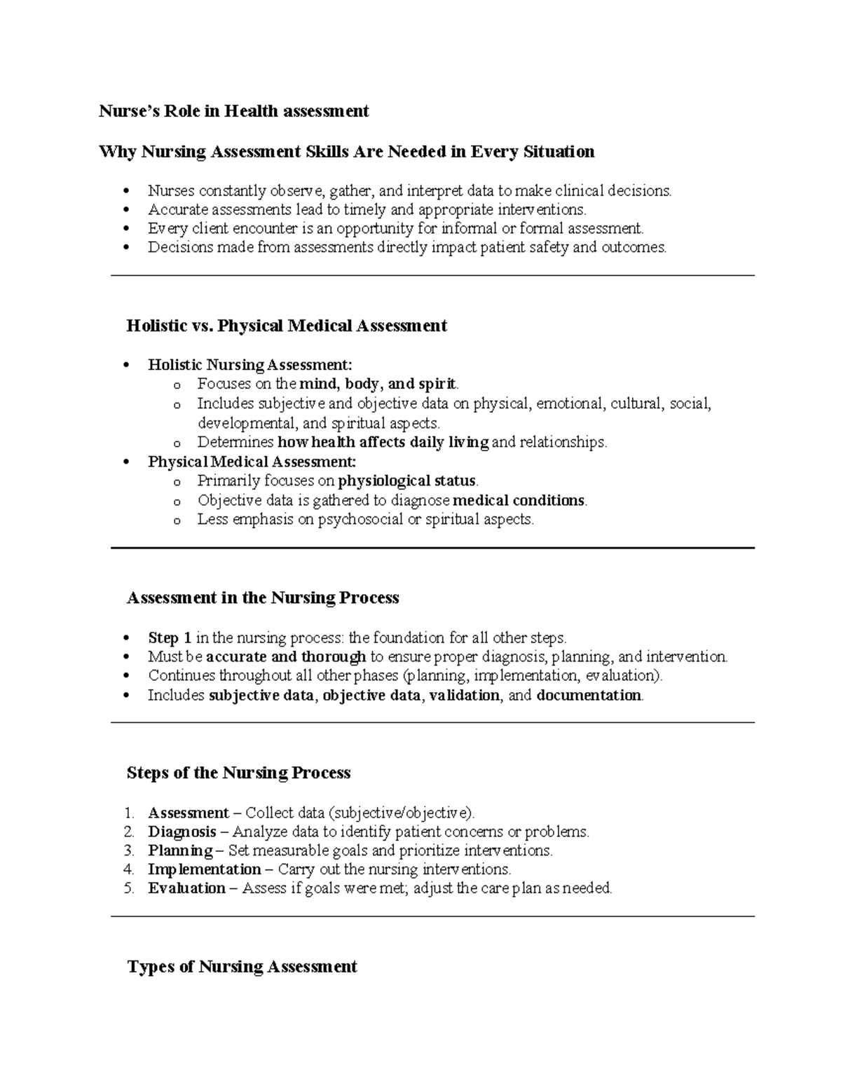 NUR 101: Assessment Exam 1 Summary - Importance of Nursing Skills - Studocu