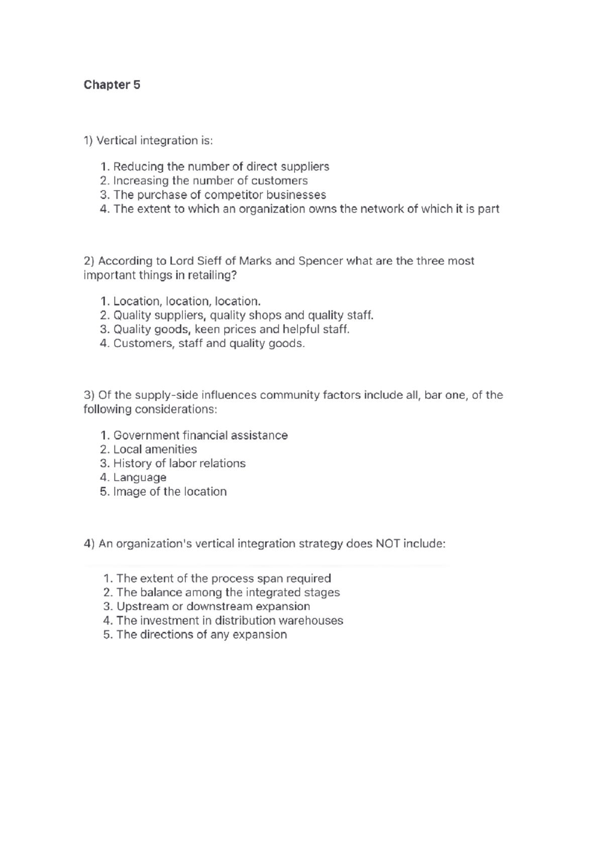 BOP Chapter 5 - practice exam - Business Operations and Processes ...
