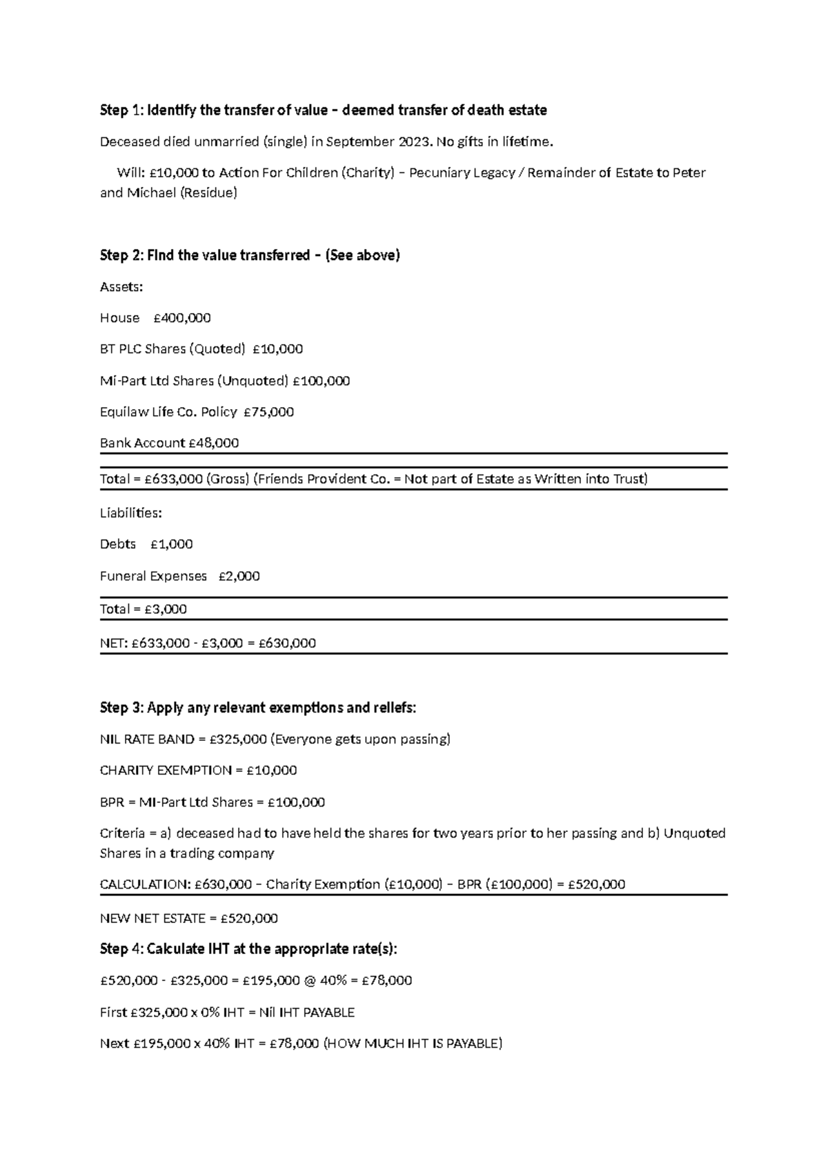 Inheritance TAX Revision - Wills and Administration of Estates - Step 1 ...