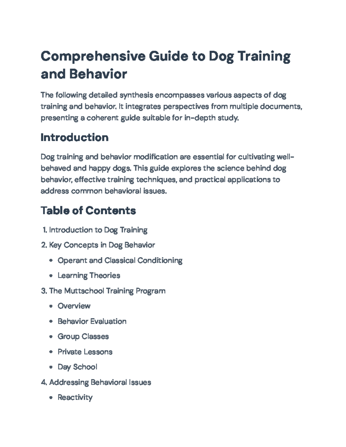 Comprehensive Dog Training Guide (Course Code: DGO101) - Comprehensive ...