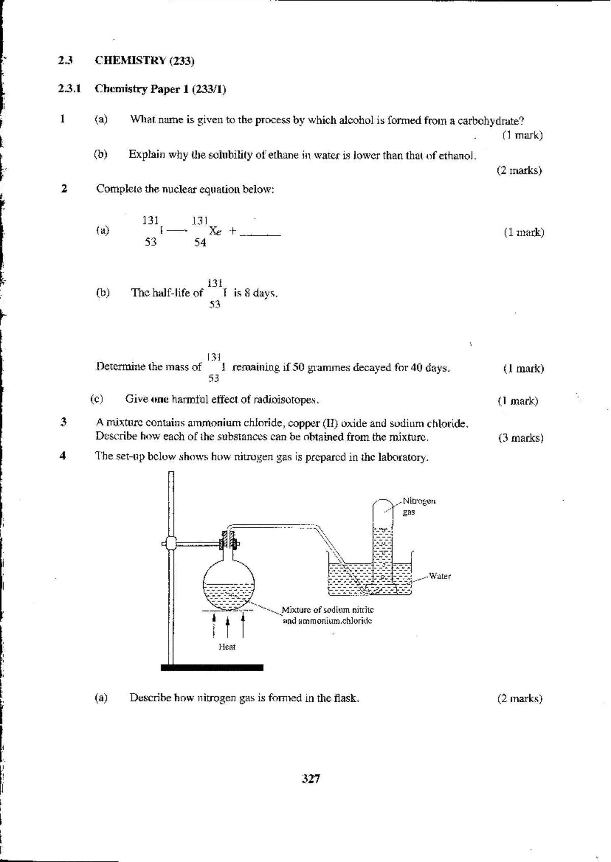 2011-KCSE (233) Chemistry Paper 1 Exam Questions and Answers - Studocu