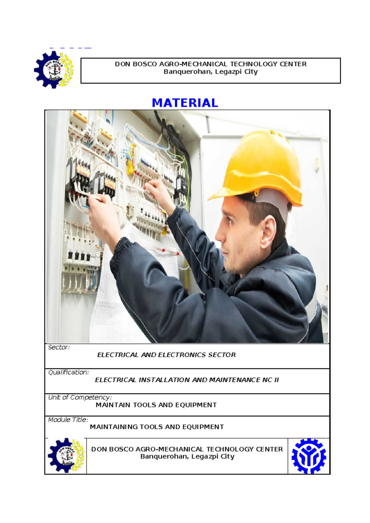 COMP 101: Module 5 - Maintaining Tools and Equipment in Electrical ...