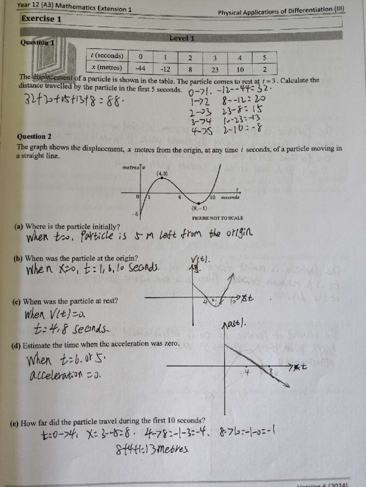 MATHEMATICS A3 EXT 1 WEEK 6 HOMEWORK: PHYSICAL APPLICATIONS OF ...