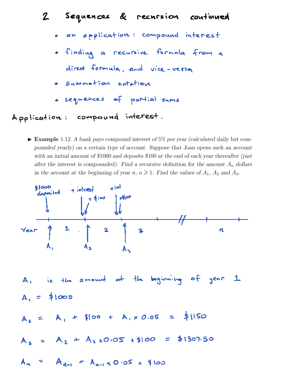 Lecture 2 full notes - January Sem 1 - 2 Sequences recursion continued ...