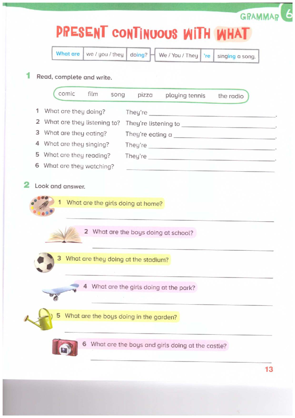 GRAMMAR 6: Present Continuous Activities and Exercises - Studocu