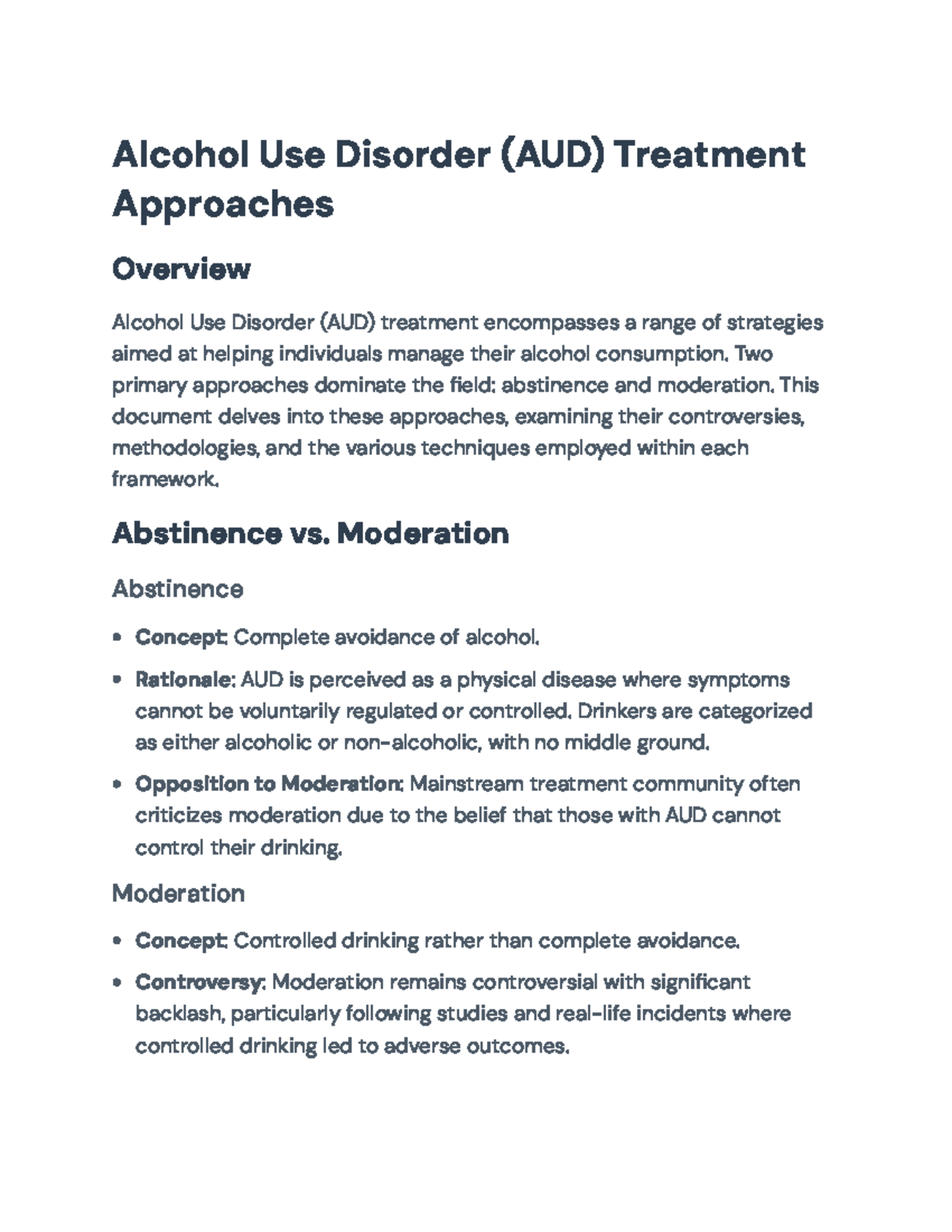Alcohol Use Disorder (AUD) Treatment Approaches: Abstinence vs ...