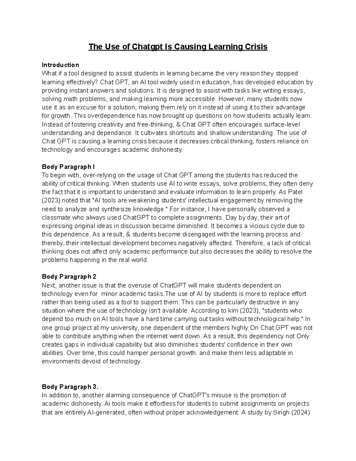 The Impact of ChatGPT on Learning: A Crisis in Education - Studocu