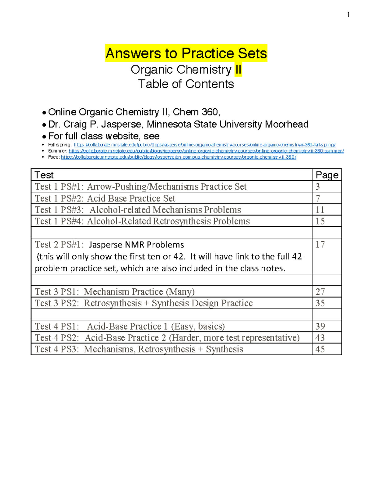 Chem 360 Final Exam Practice Sets Solutions for Organic Chemistry 2 ...