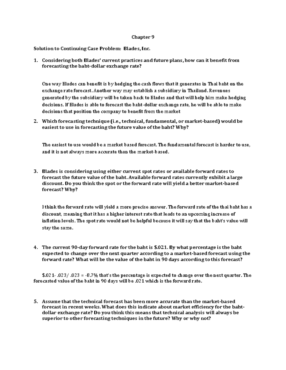 International Finance Management - Case Study Solution: Blades, Inc ...