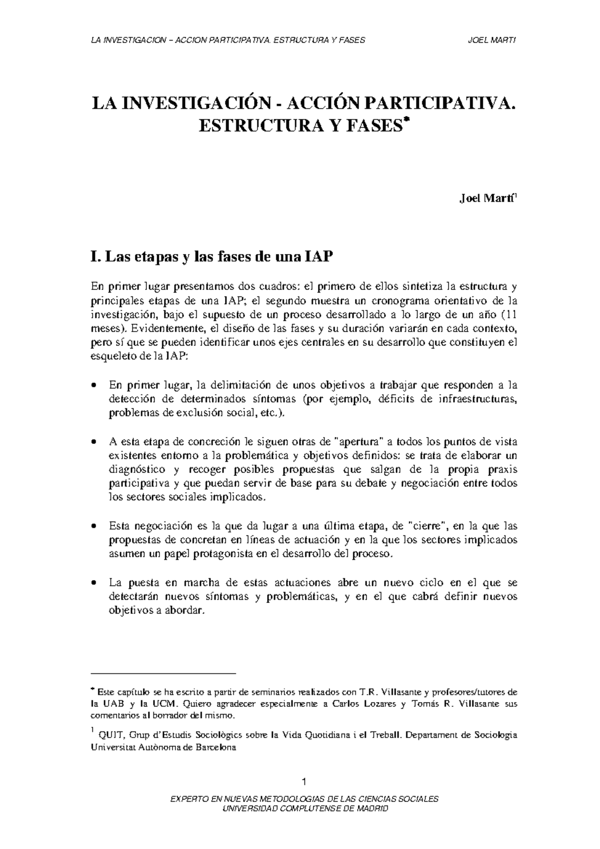 Estructura y Fases de la Investigación Acción Participativa (IAP ...
