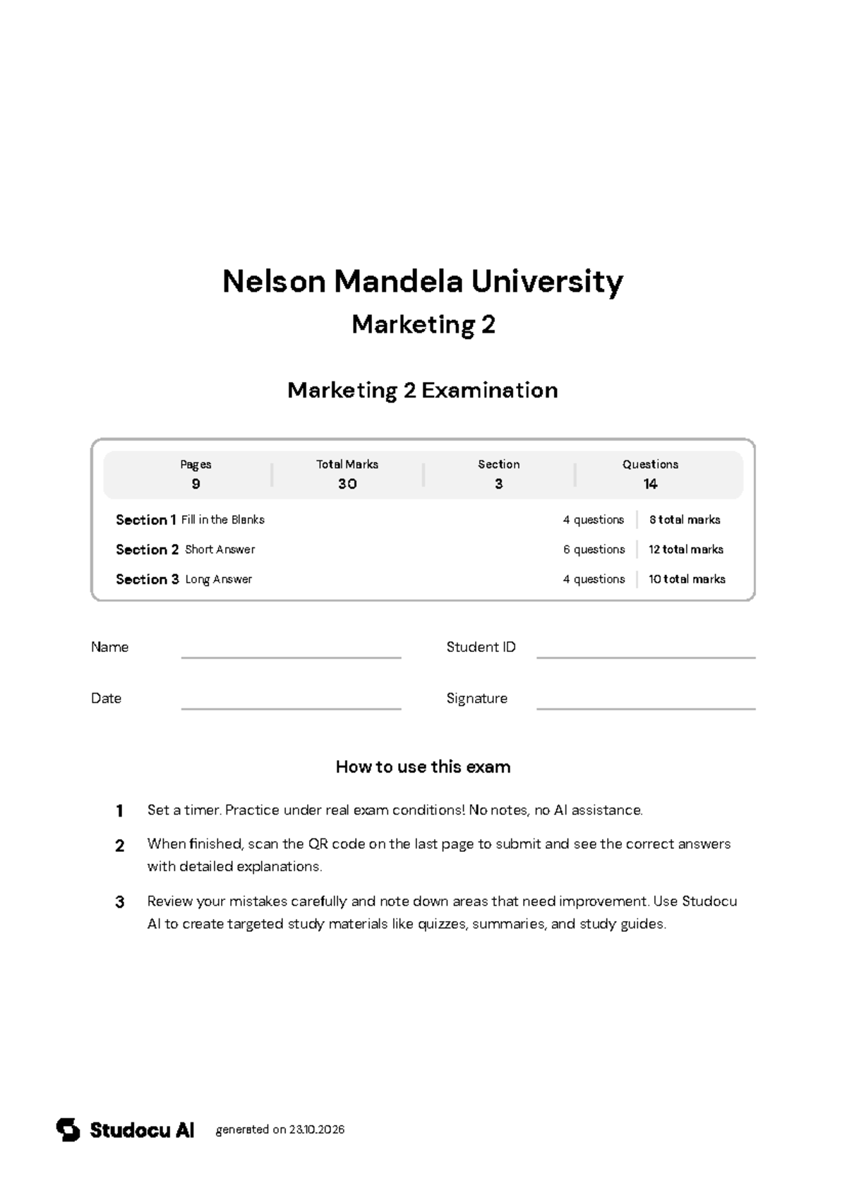 Marketing 2 Final Exam - Studocu