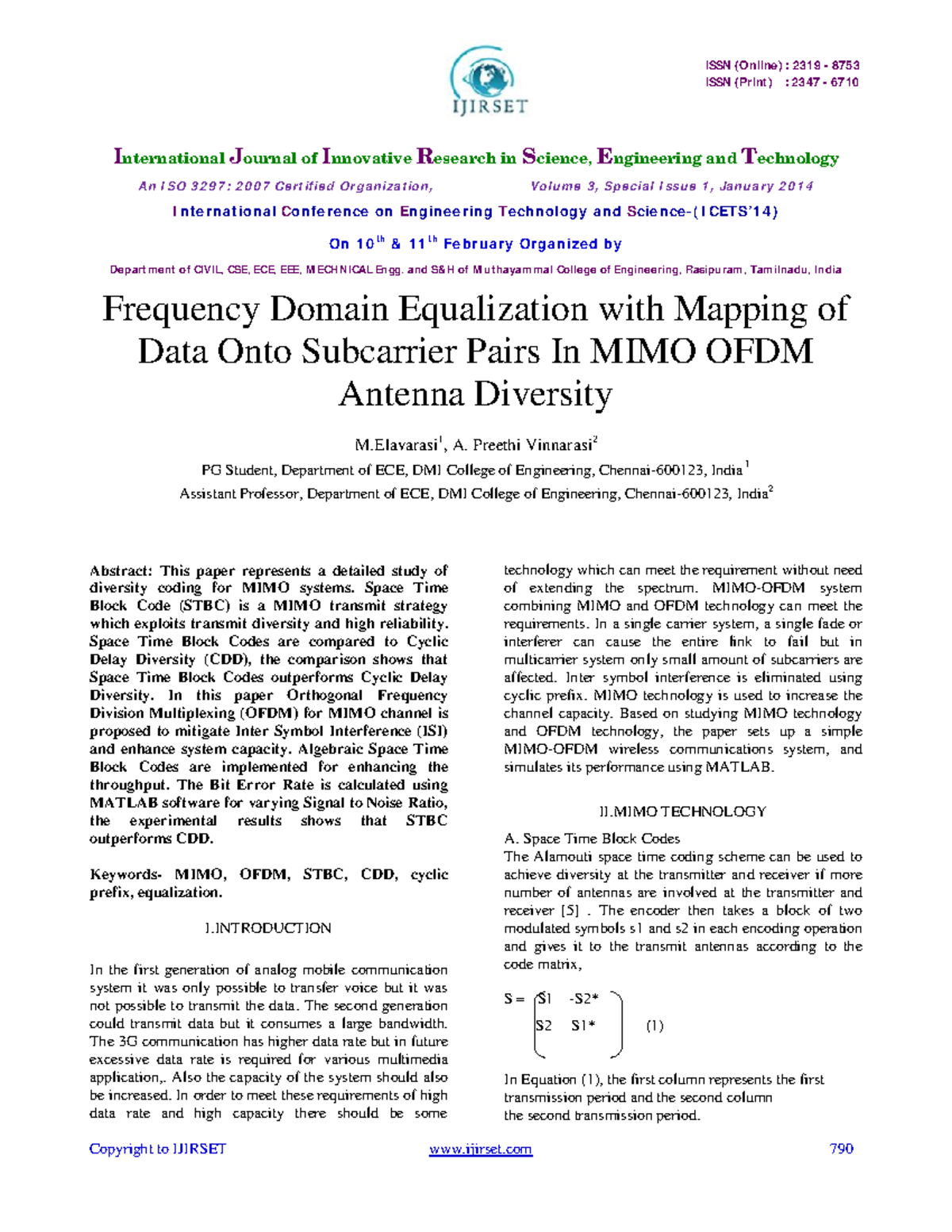 Frequency Domain Equalization in MIMO-OFDM Systems - Studocu