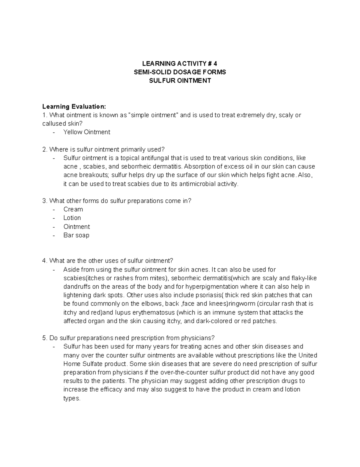 Learning 4-6: DDS Lab Sheets on Semi-Solid Dosage Forms & Suppositories ...