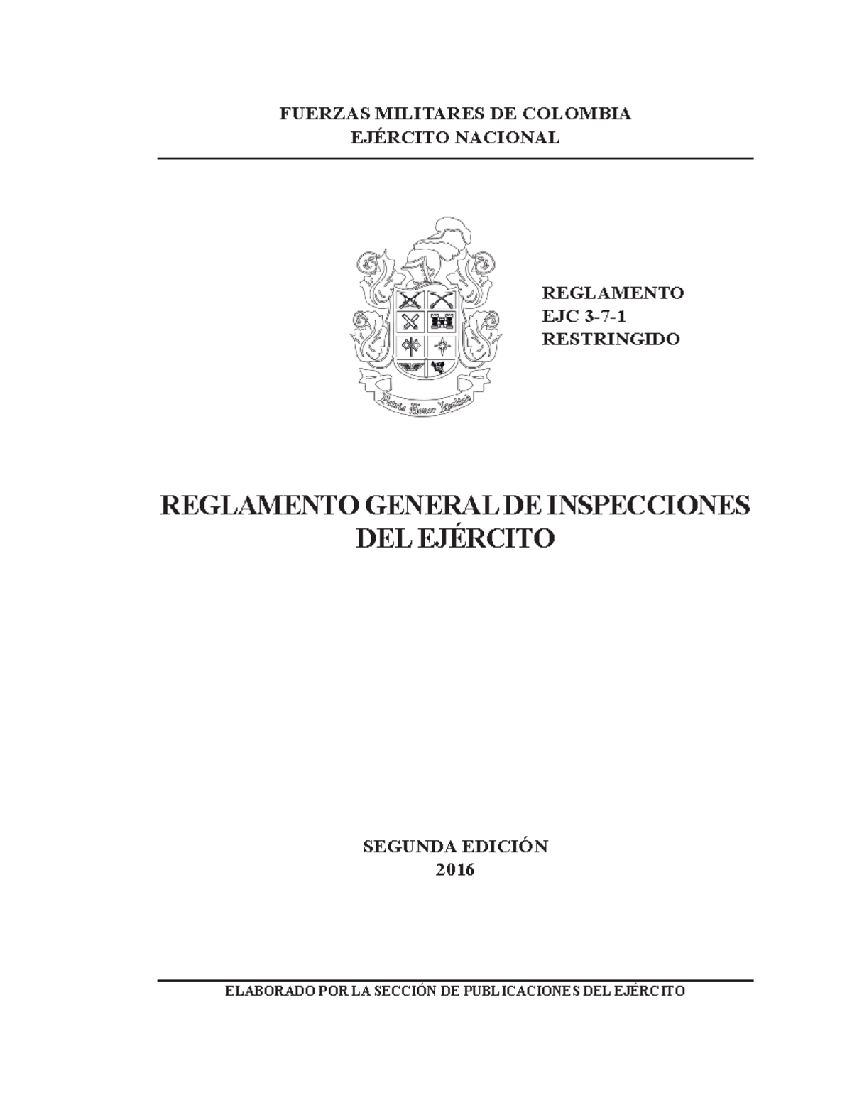 Reglamento General de Inspecciones del Ejército EJC 3-7-1 - Segunda Edición - Document Preview