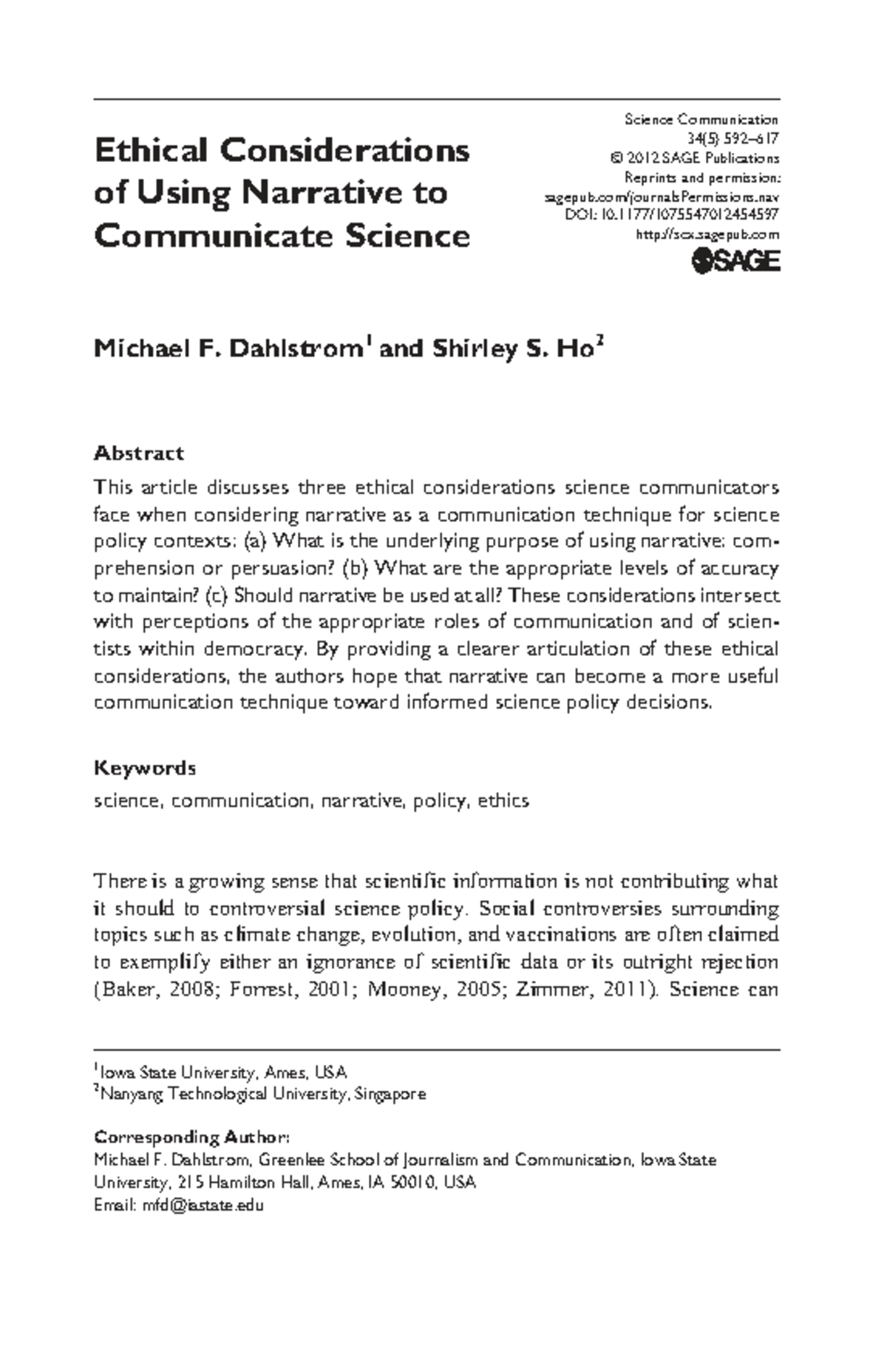 454597 Ethical Considerations in Science Communication Narratives - Studocu
