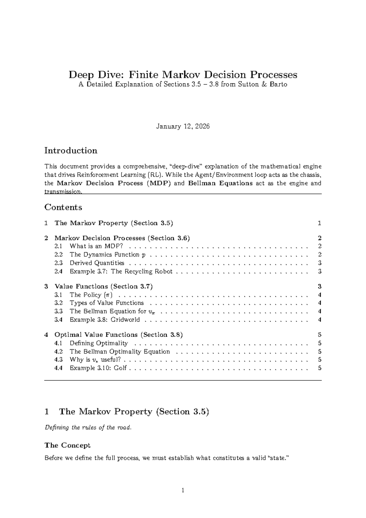Rl2 - Final Exam Notes on Finite Markov Decision Processes - Studocu