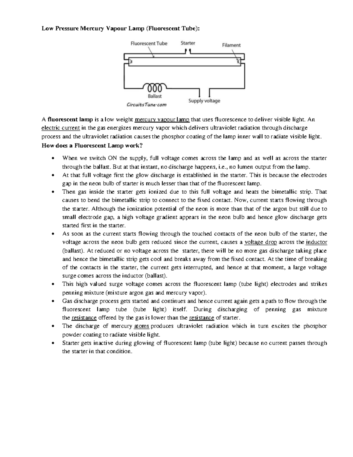 Types of Lamp - Notes: Fluorescent & Sodium Vapor Lamps - Studocu