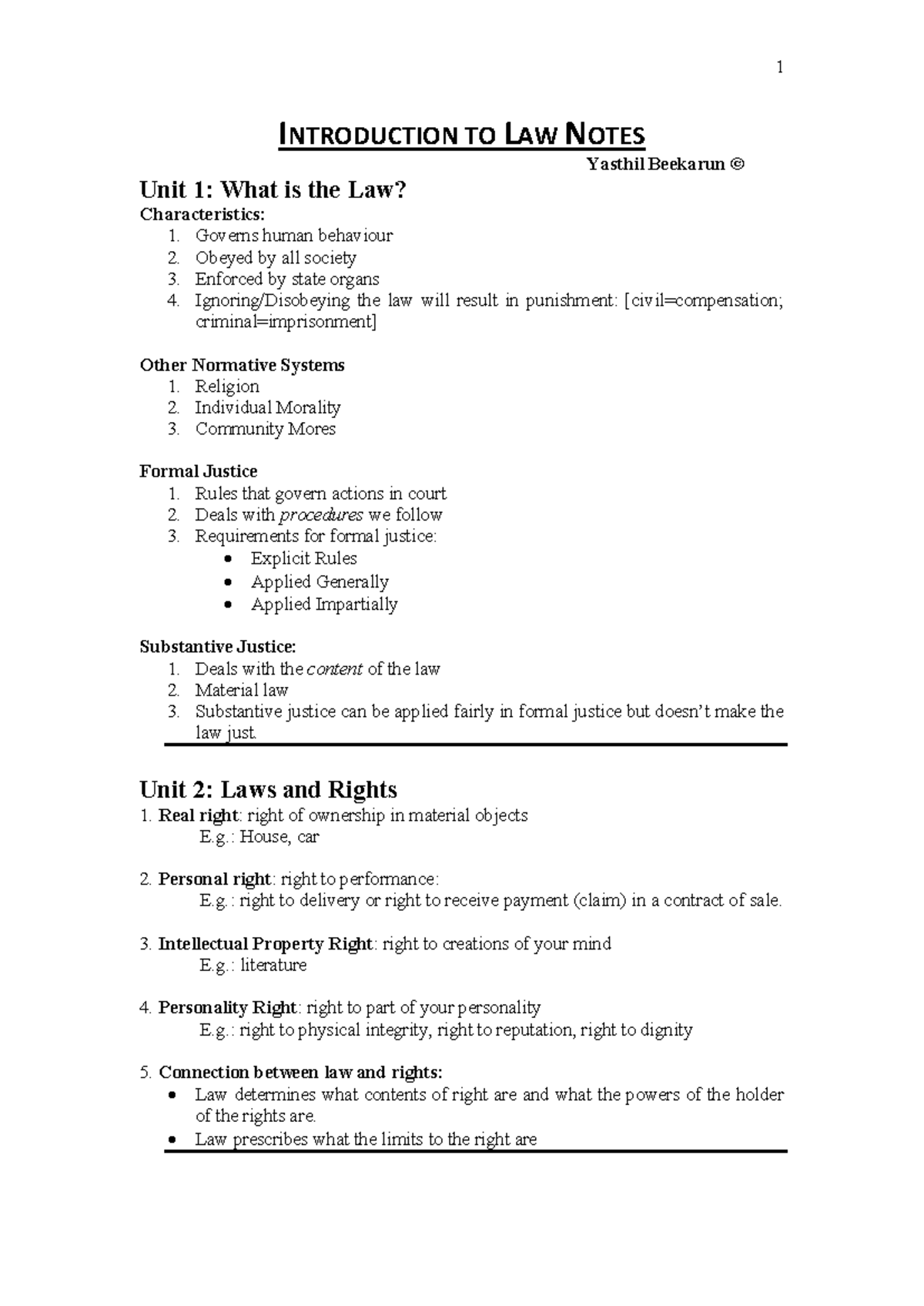 ILW1501: Introduction to Law Study Notes and Key Concepts - Studocu