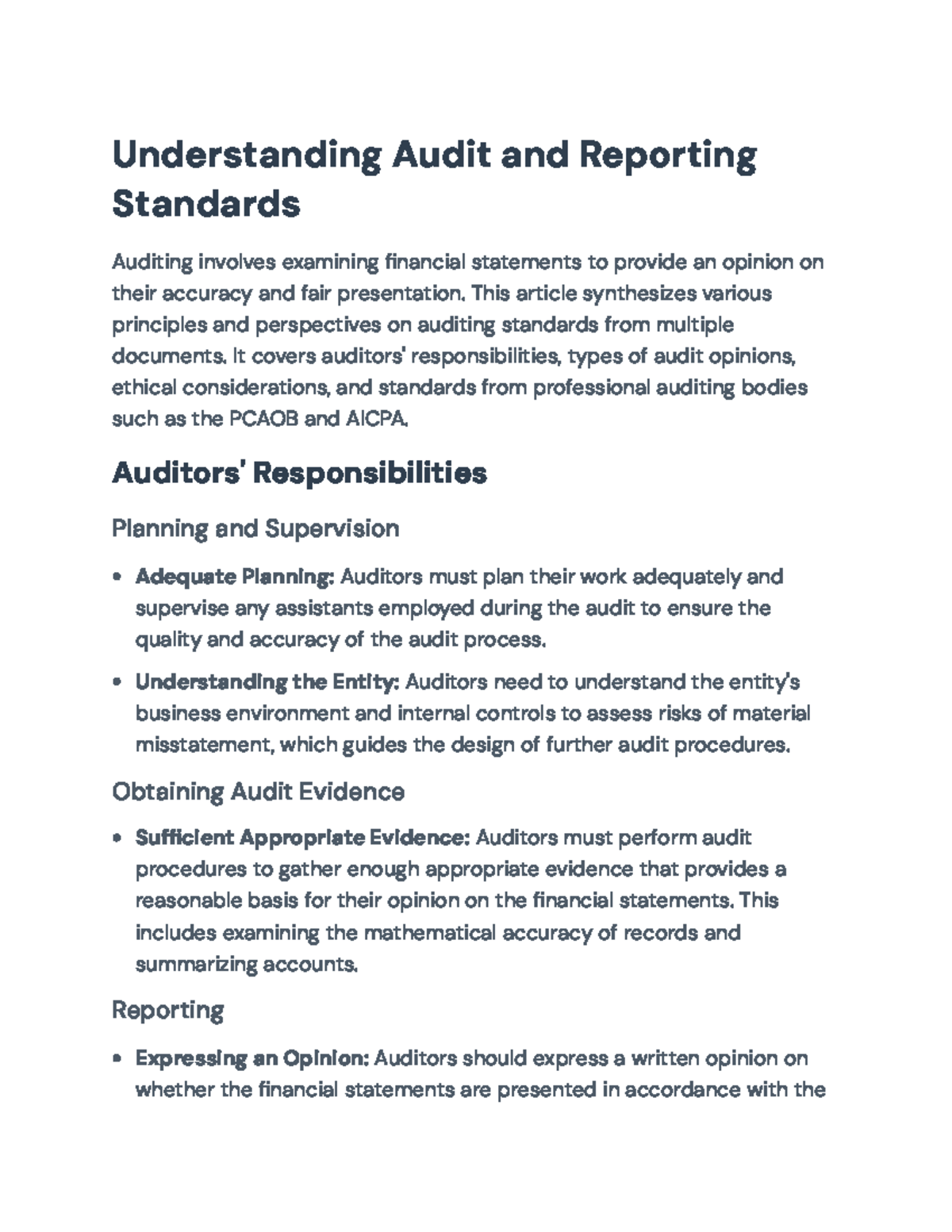 Understanding Auditing Standards and Practices: A Comprehensive Guide ...