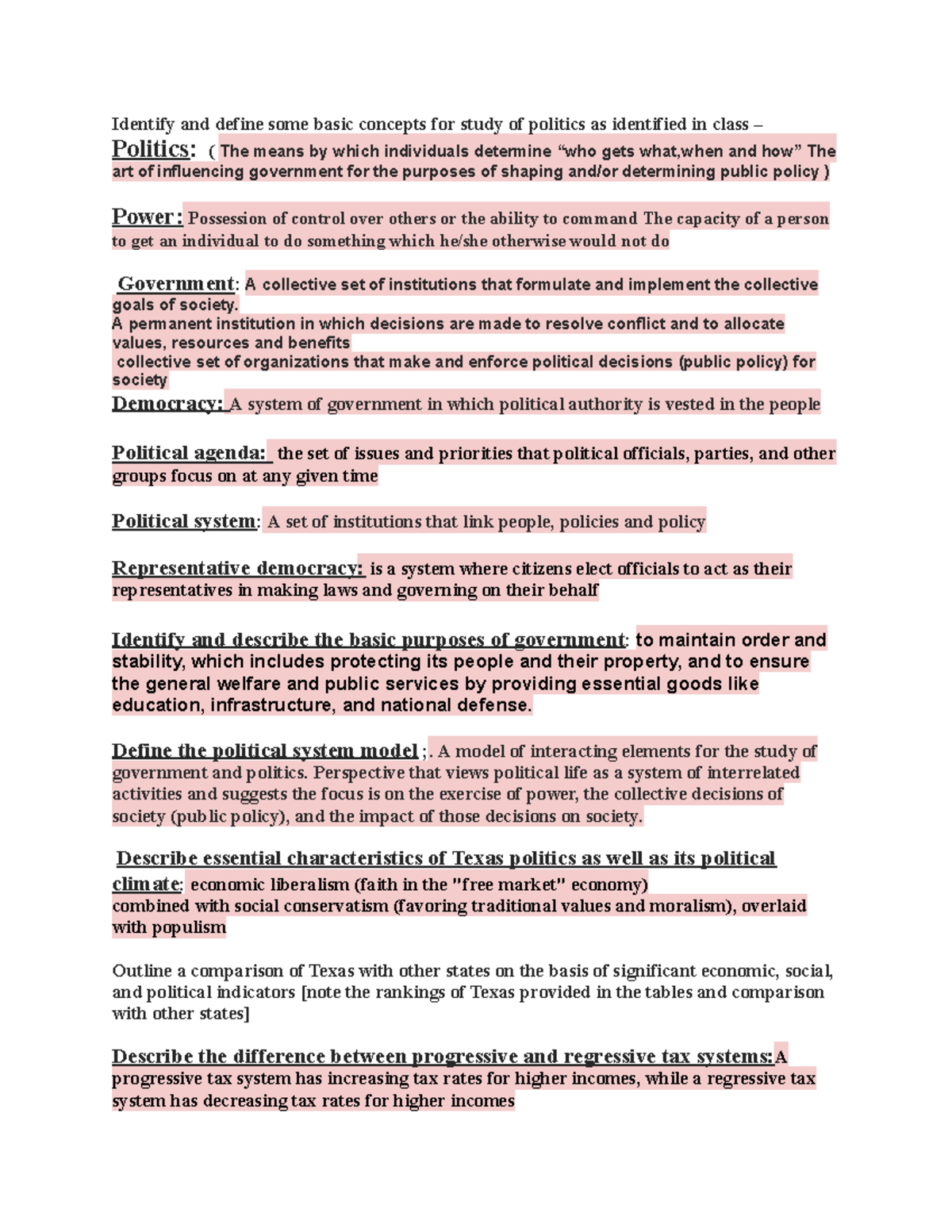 POLS Study Guide: Texas Public School Finance & Political Culture - Studocu