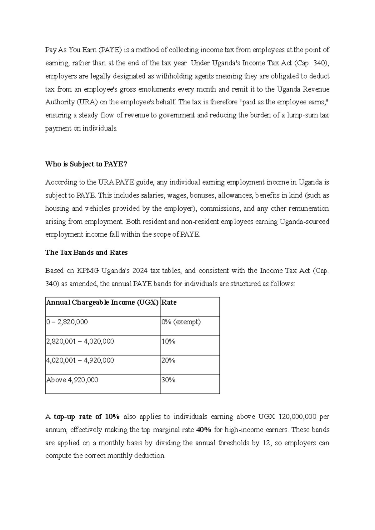 PAYE System in Uganda: Understanding Tax Collection and Compliance ...