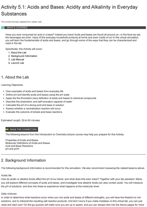 Lab Manual Acids and Bases Acidity and Alkalinity in Everyday ...
