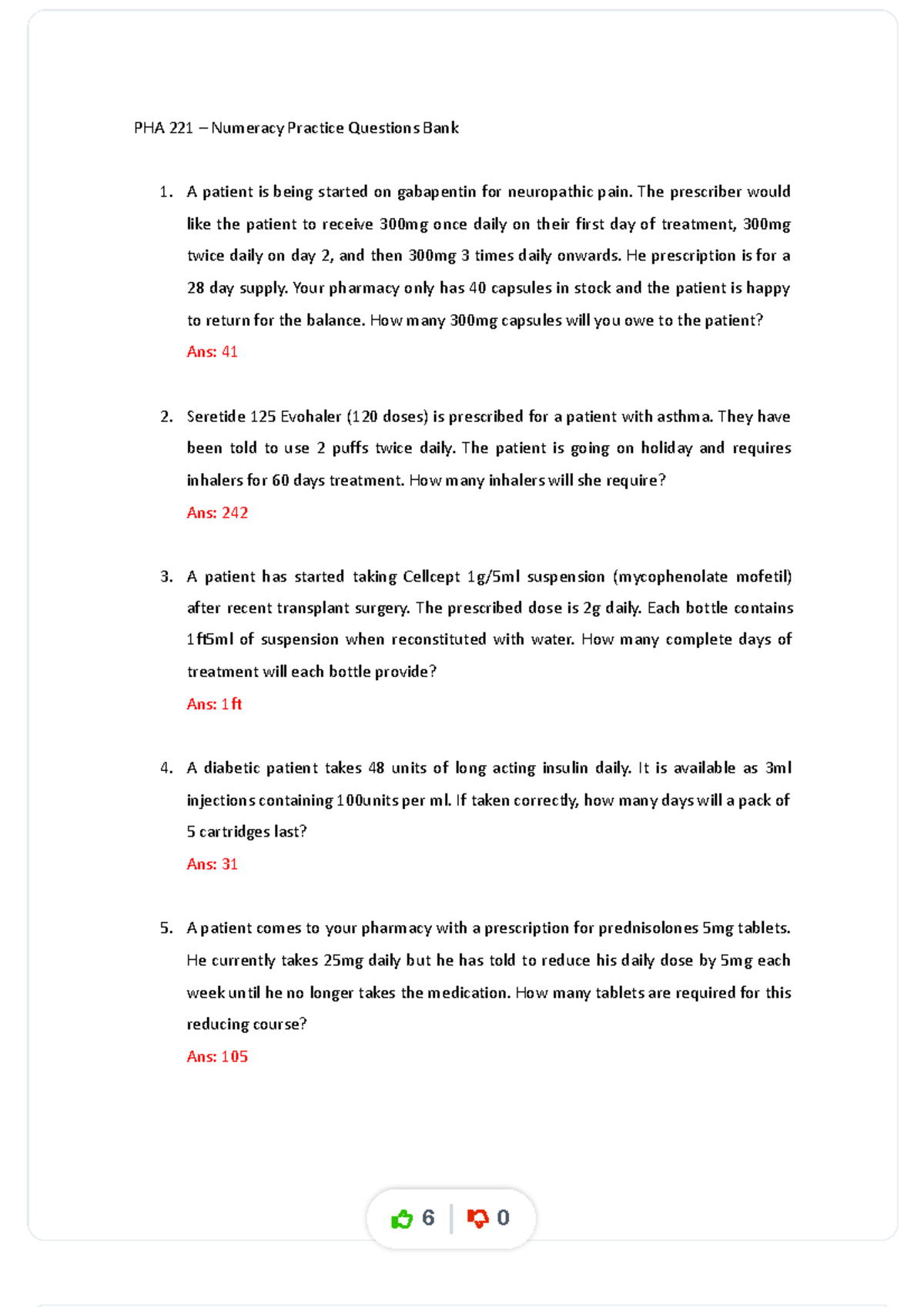 Numeracy-questions-bank compress - PHA 221 – Numeracy Practice ...