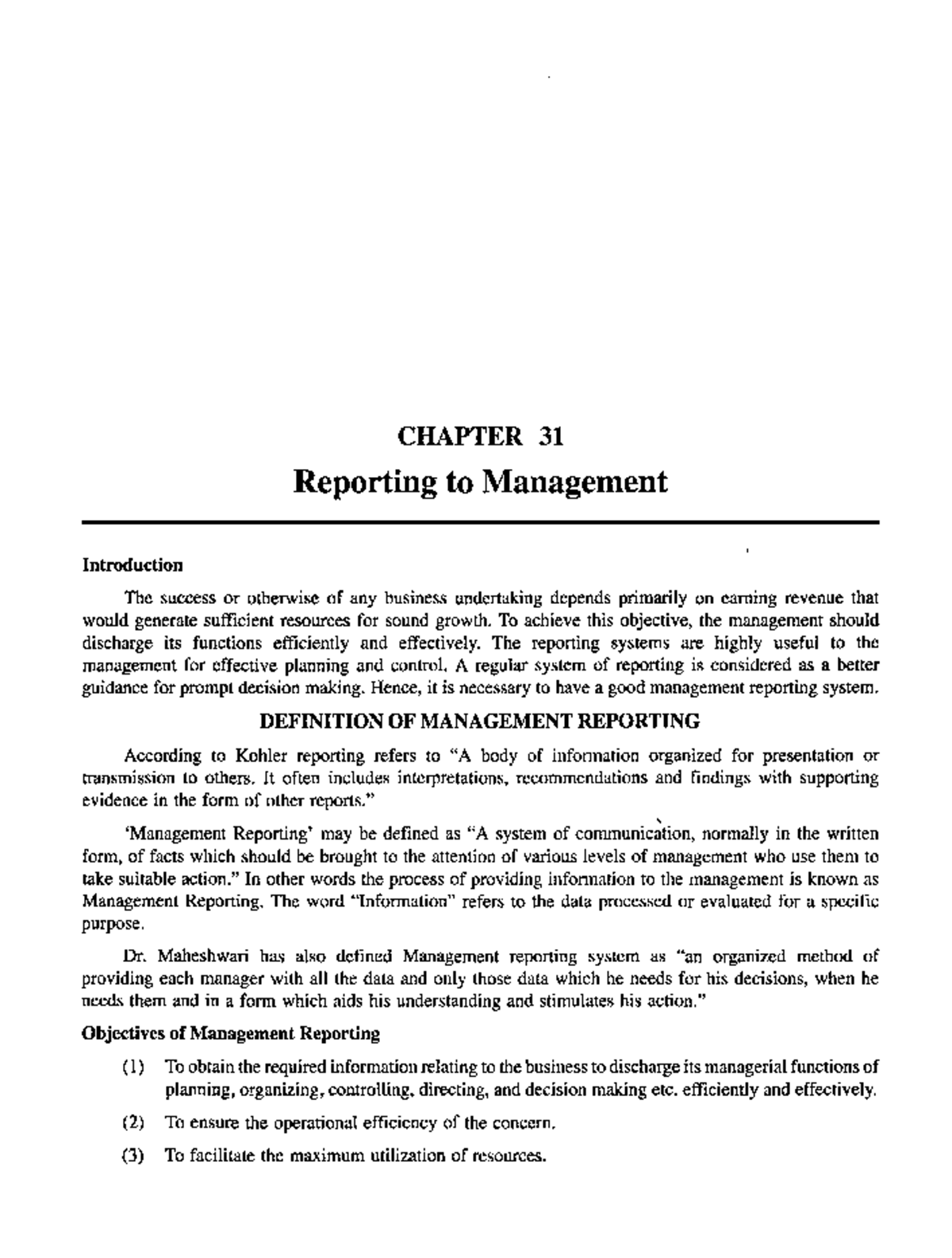 CHAPTER 31 Management Reporting Systems Overview - Studocu