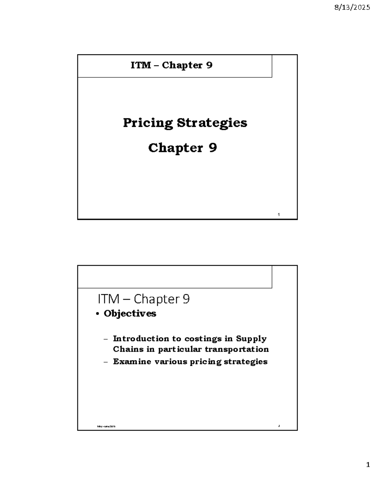 ITM Chapter 9 - Pricing Strategies in Supply Chain Management - Studocu