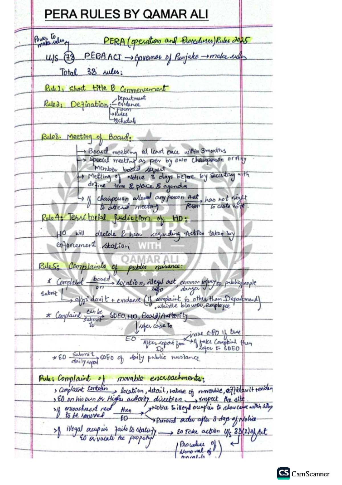 PERA Rules Overview by Qamar Ali - Key Procedures and Guidelines - Studocu