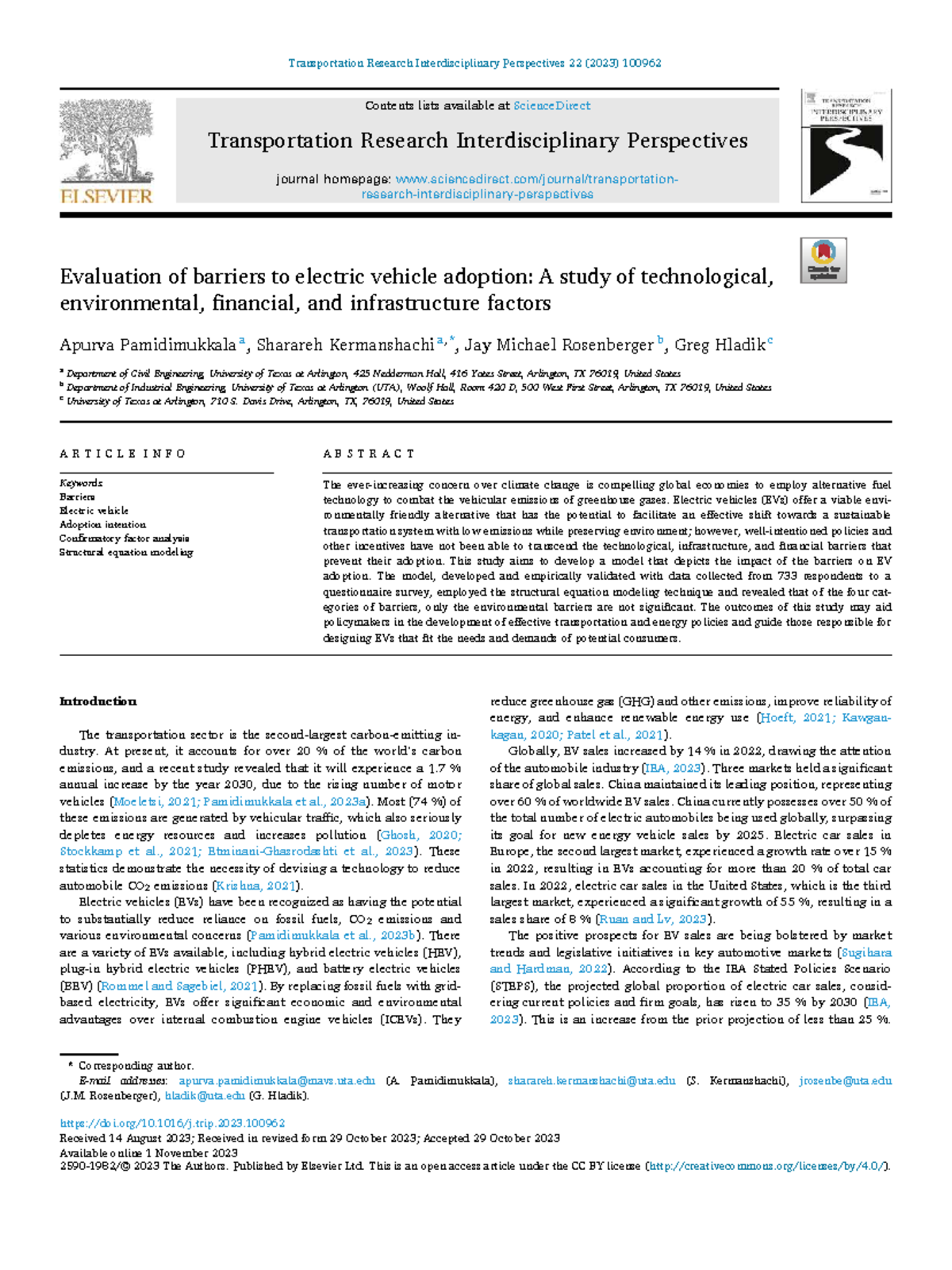 Barriers to Electric Vehicle Adoption: A Study on Tech, Enviro ...