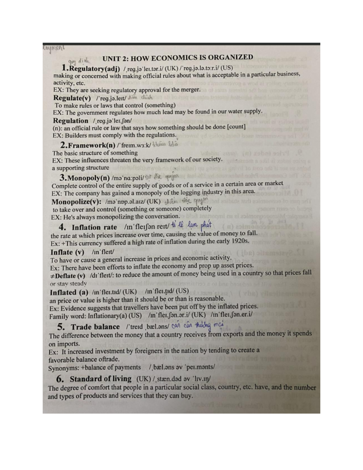 ECO1 Vocabulary Notes: Understanding Economic Concepts and Terms - Studocu