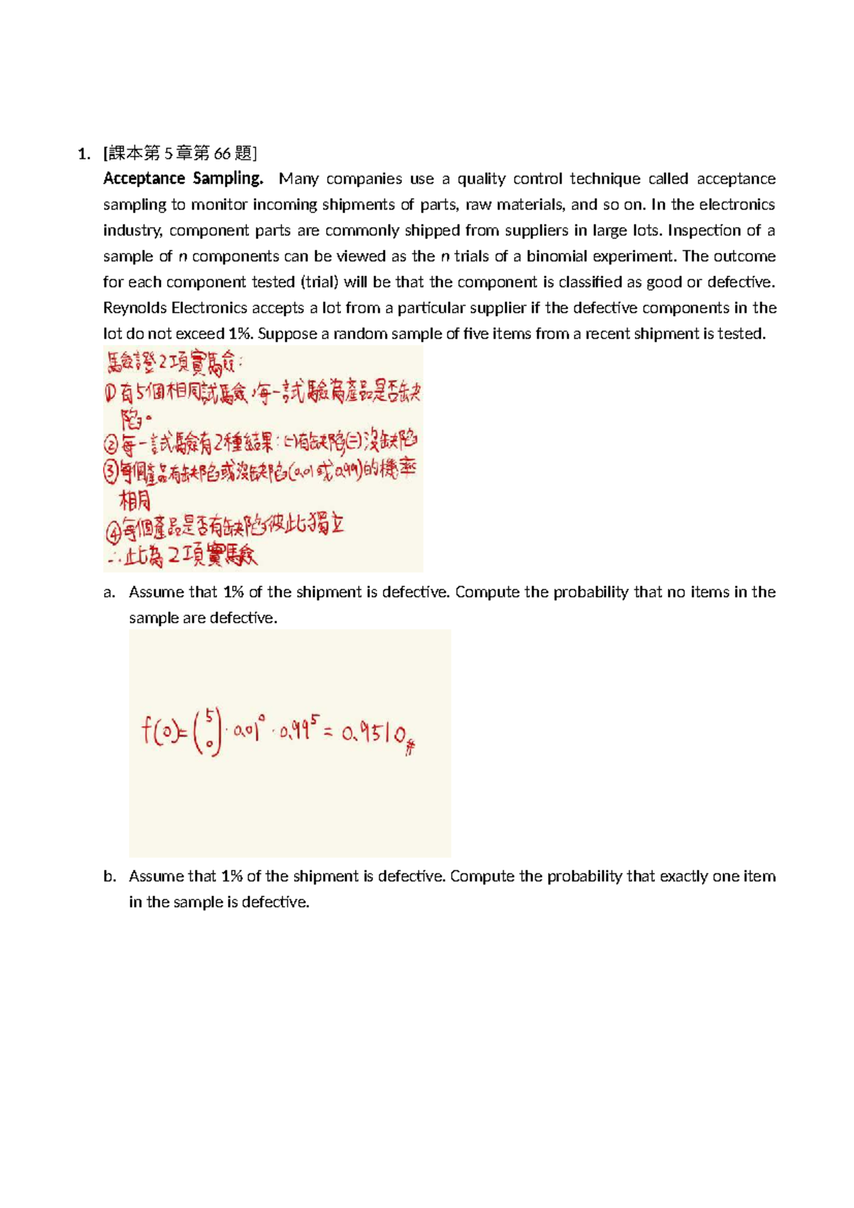 Chapter 5 & 6 Exam Notes on Acceptance Sampling & Probability (03 - 777 ...