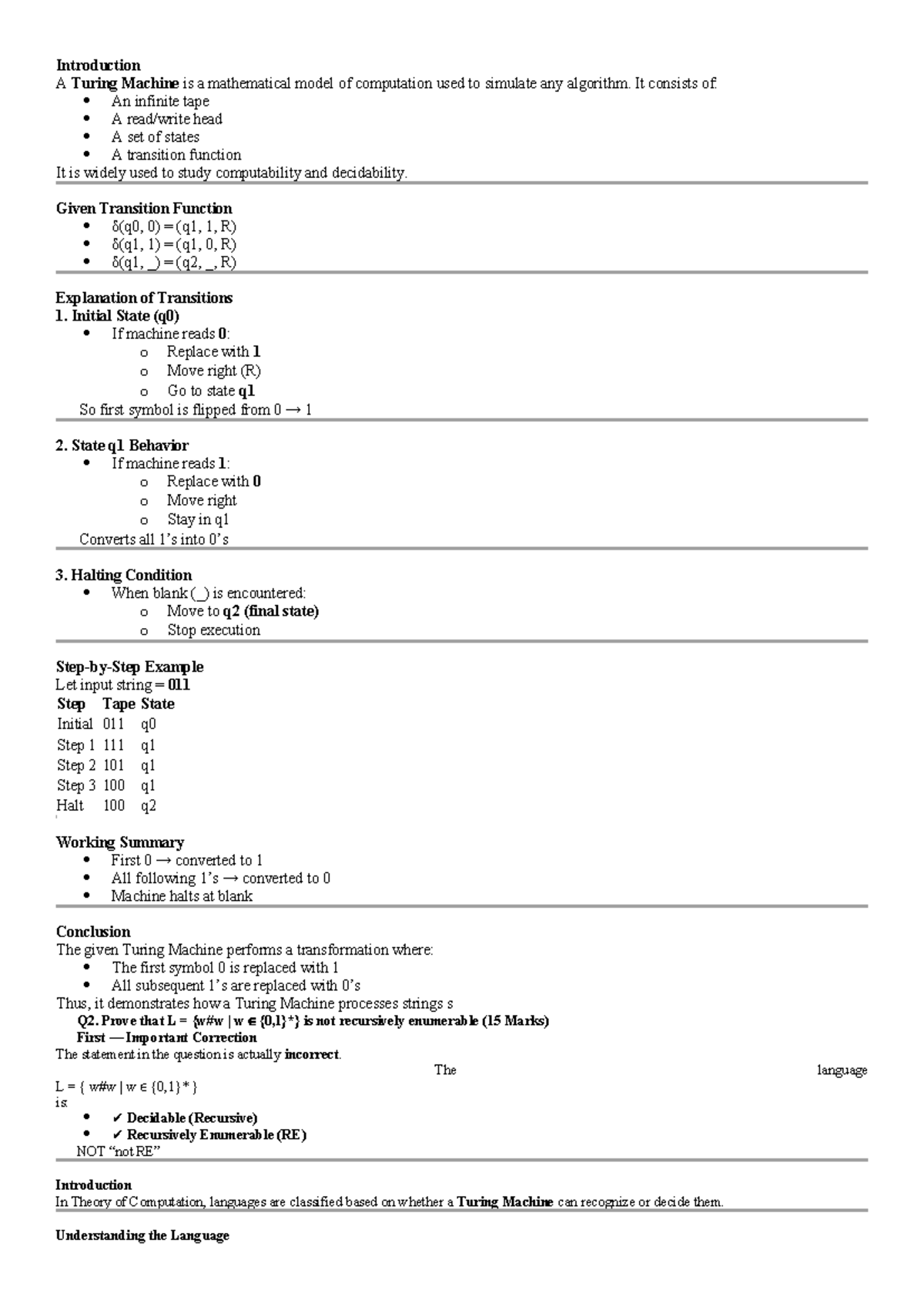 Unit V - Lecture Notes on Turing Machines and Computability - Studocu