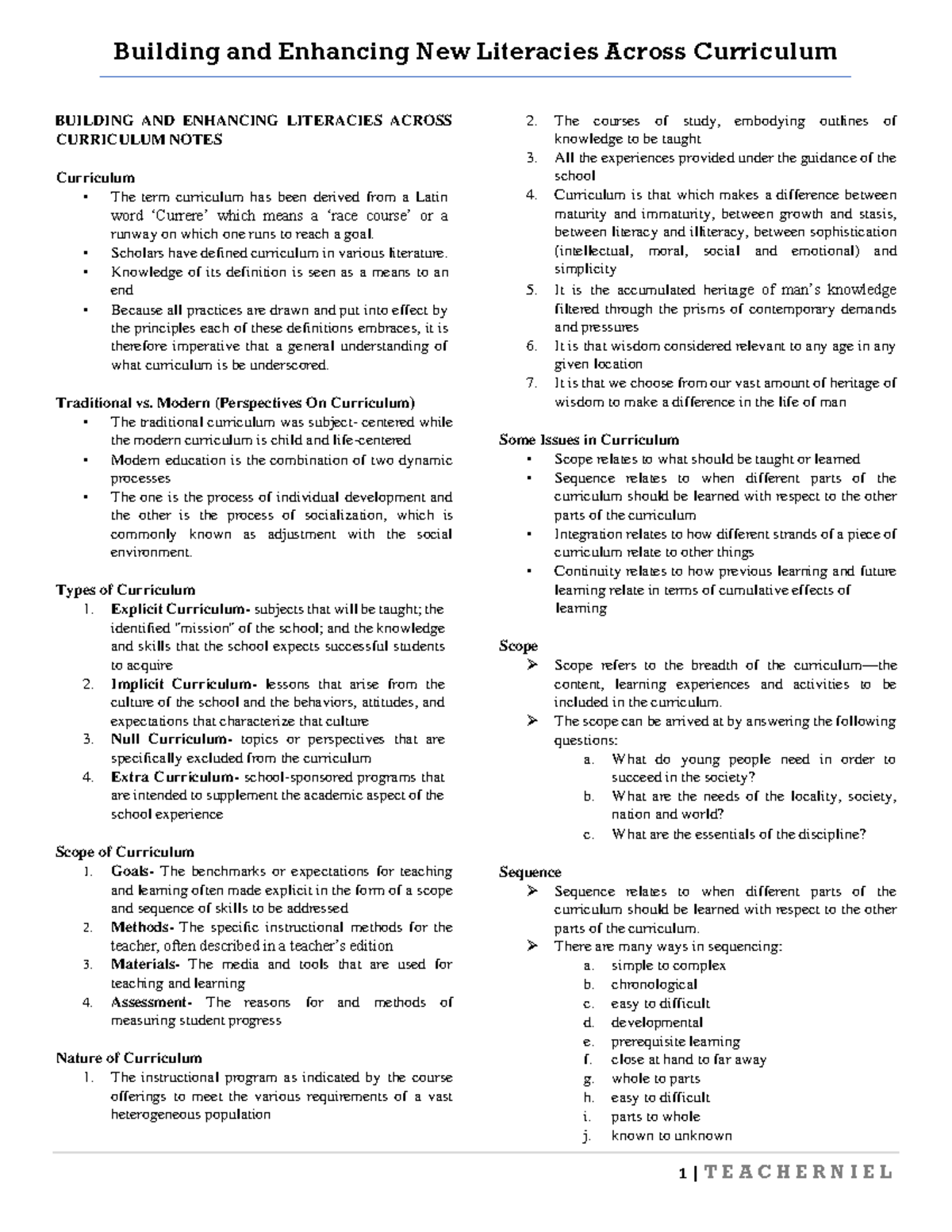 Building and Enhancing New Literacies Across Curriculum Notes - Studocu