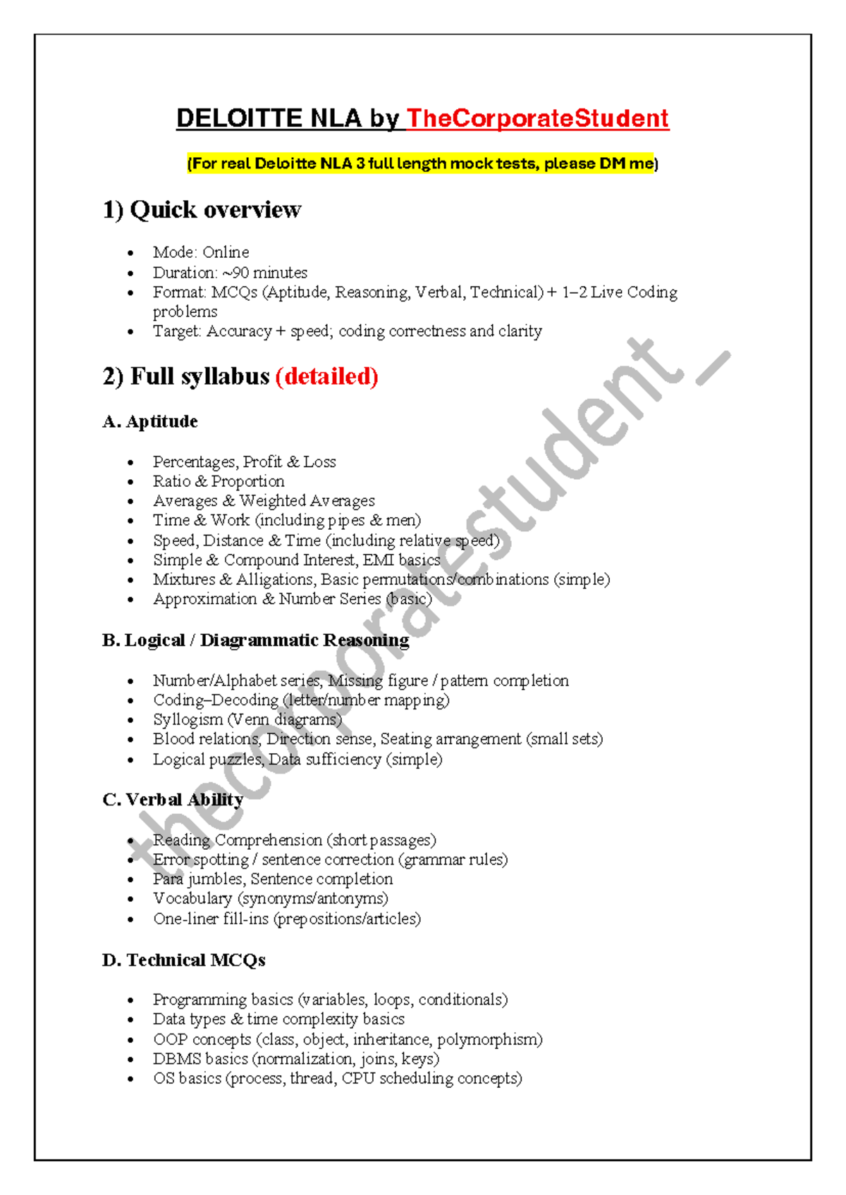 Deloitte NLA: Comprehensive Mock Test Prep Guide by The Corporate ...