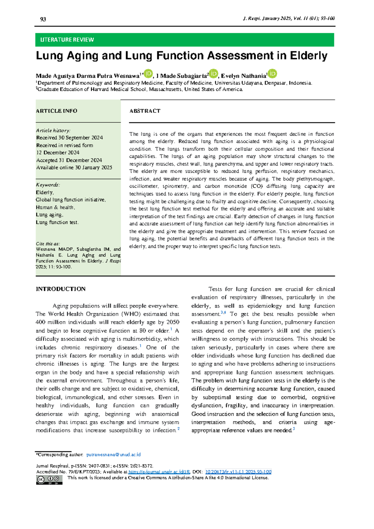 Lung Aging and Function Assessment in the Elderly: A Literature Review ...