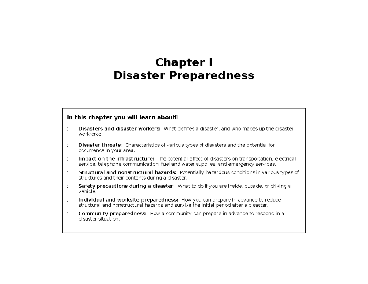 CERT PH Chapter 1: Understanding Disaster Preparedness and Response ...