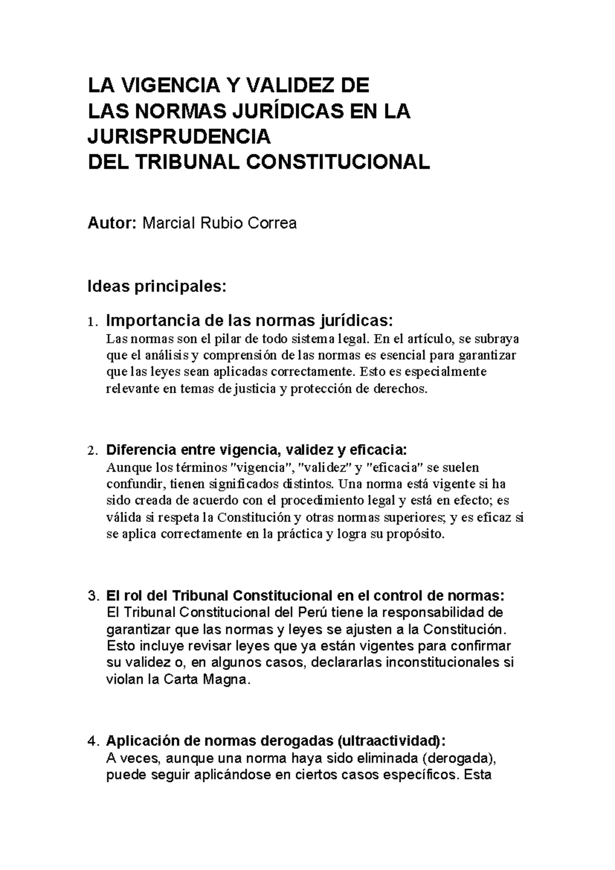 LA Vigencia y Validez de las Normas Jurídicas en la Jurisprudencia del