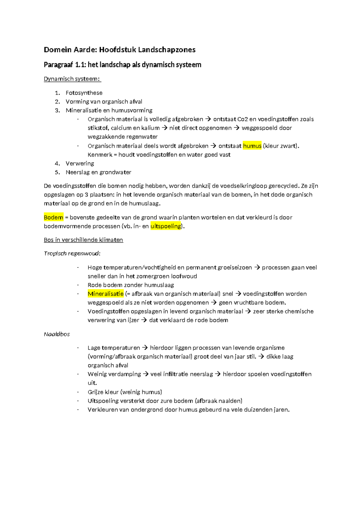 Samenvatting Aardrijkskunde Hoofdstuk 1: Landschapzones en Geofactoren ...