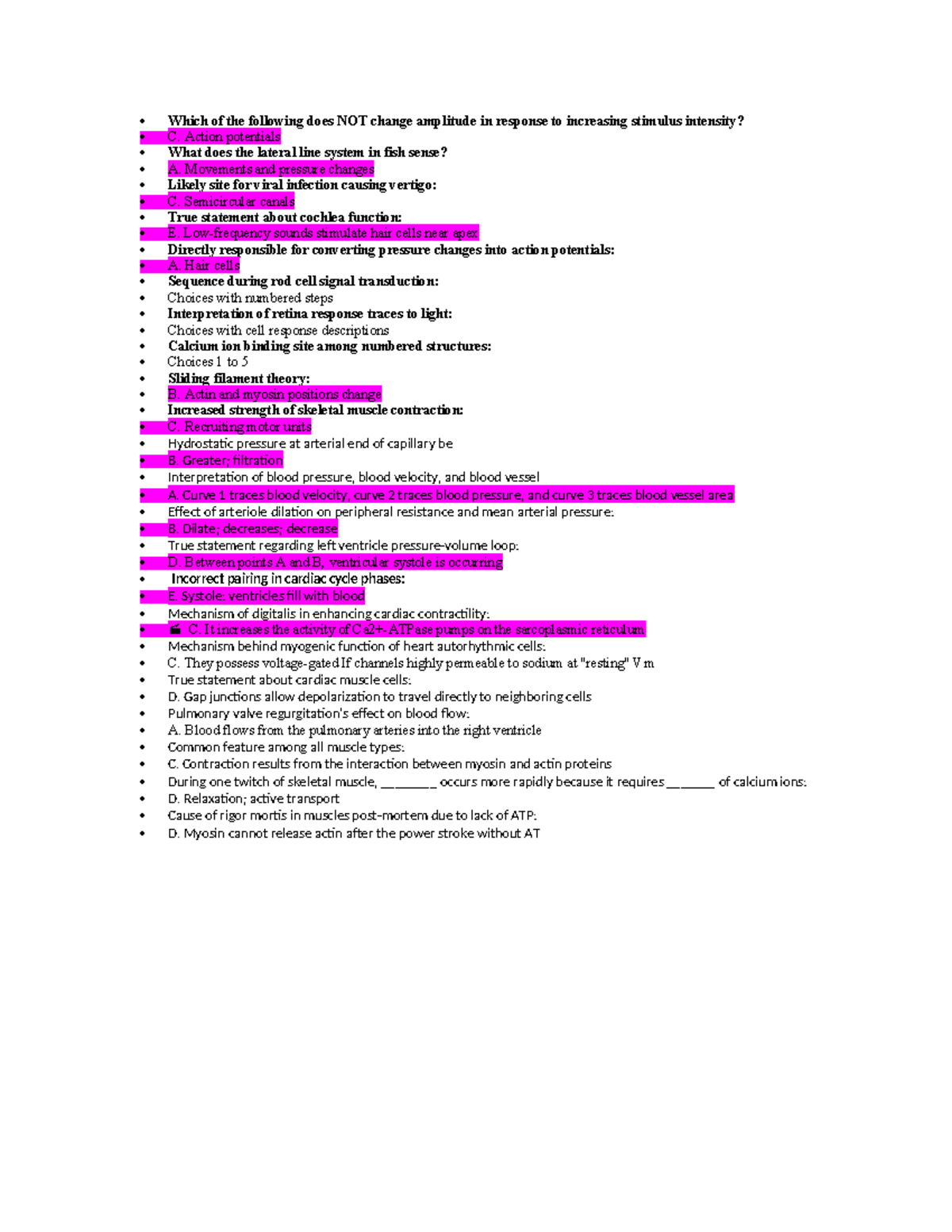Cheat sheet exam 3 bio 303 - Which of the following does NOT change ...