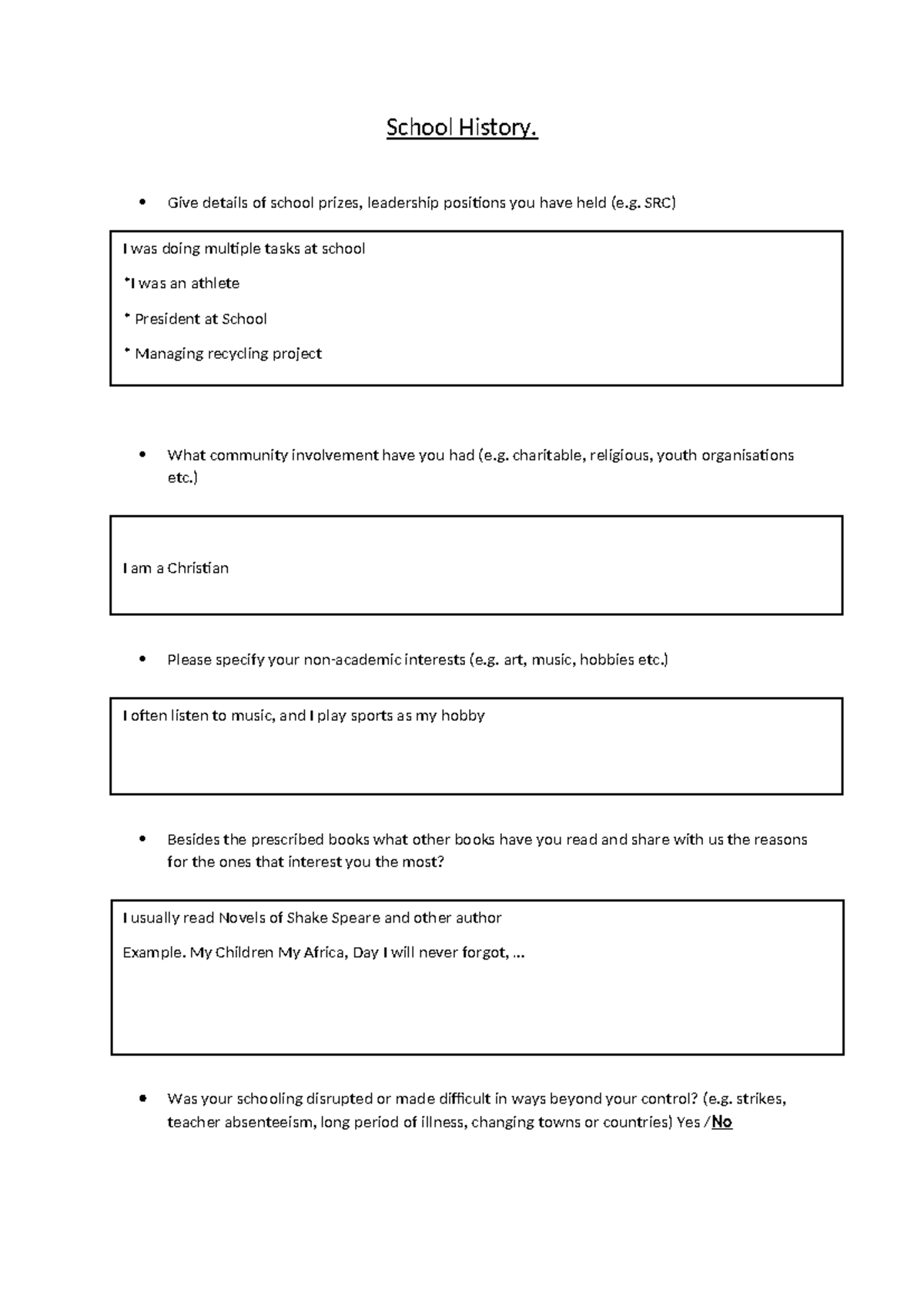 Ug additionalinfo - How to summaries asked question - School History ...