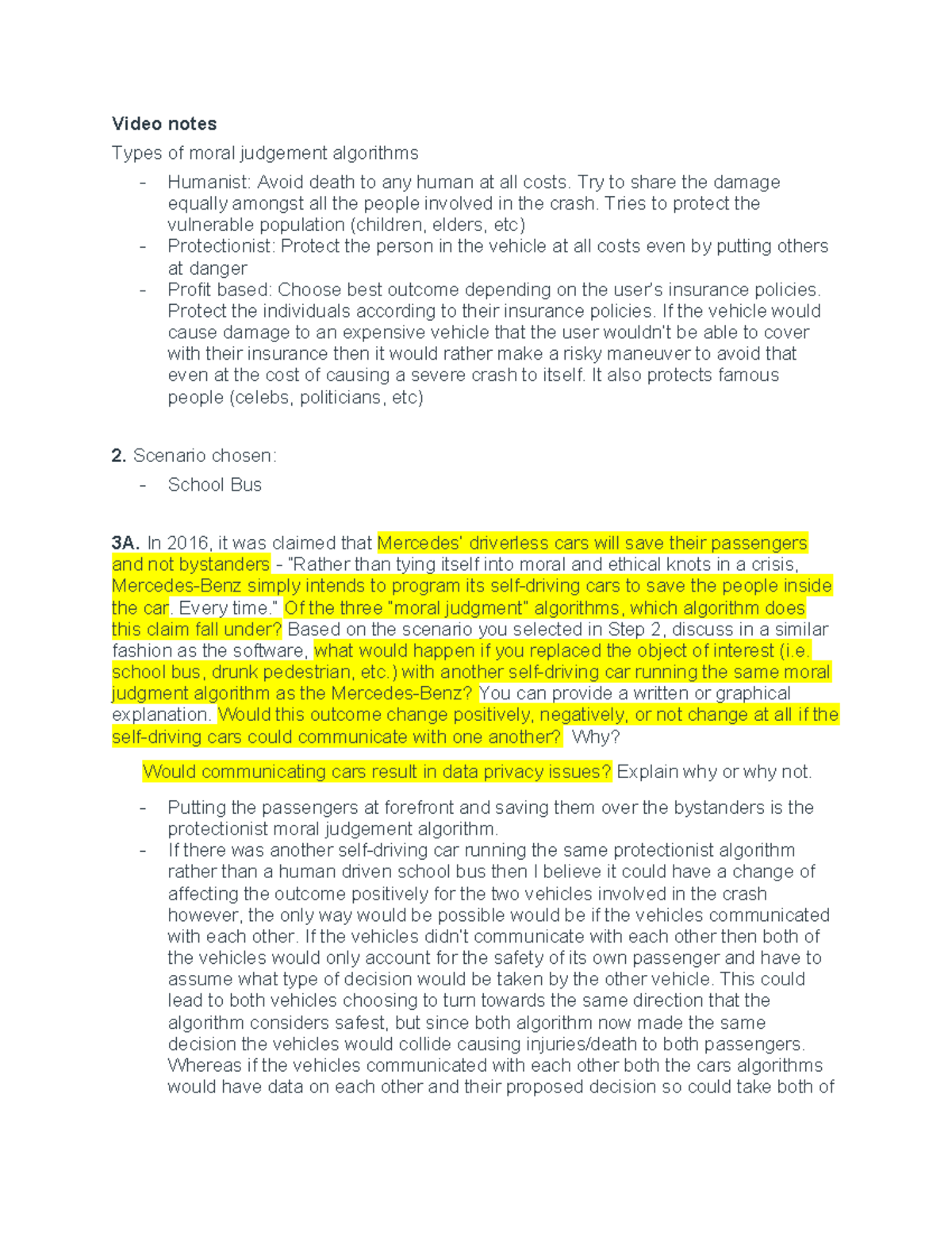 Moral Judgement Algorithms in Autonomous Vehicles: A Written Critique ...