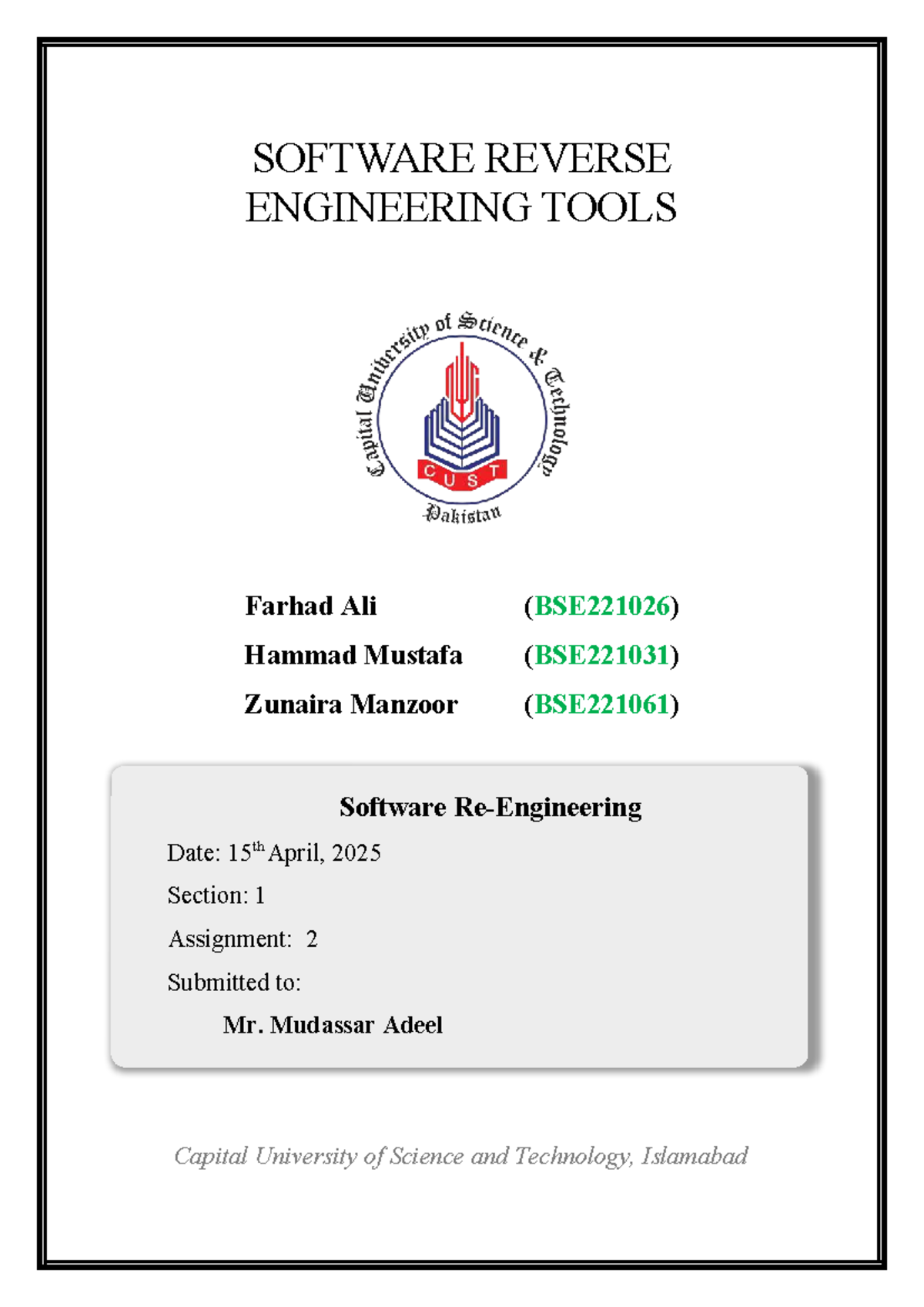 SREE A2 - Software Reverse Engineering Tools Comparison - Studocu