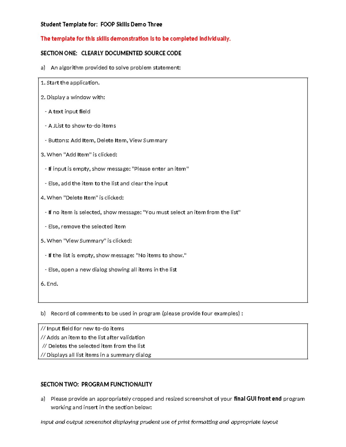 Student Template for FOOP 3 Skills Demo To-Do List - Studocu